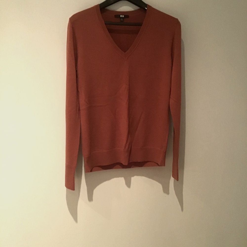 Dark salmon V-neck sweater